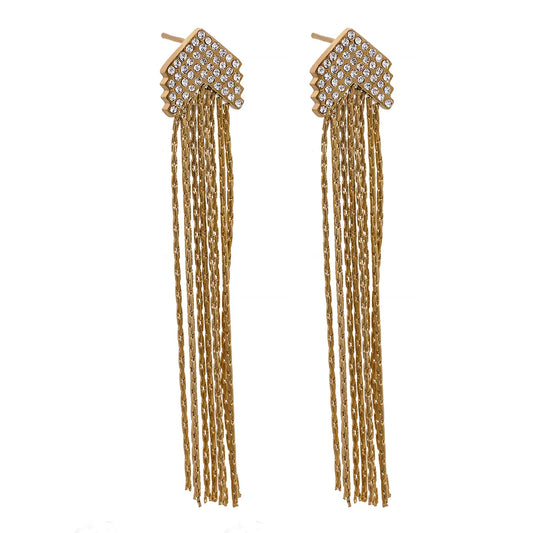 Arrow CZ Tassel Earrings