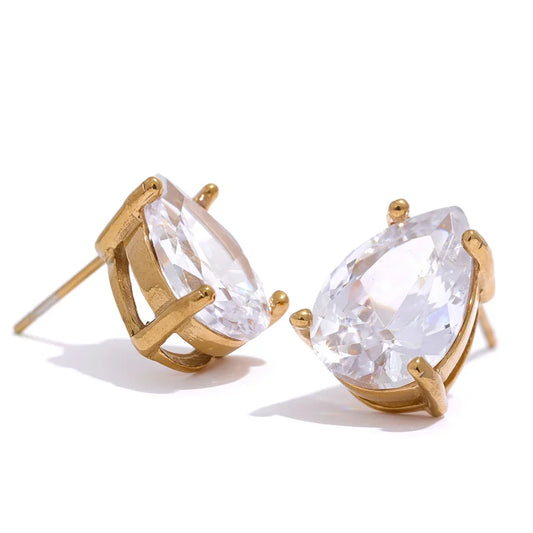 Cubic Zircon Water Drop Earrings