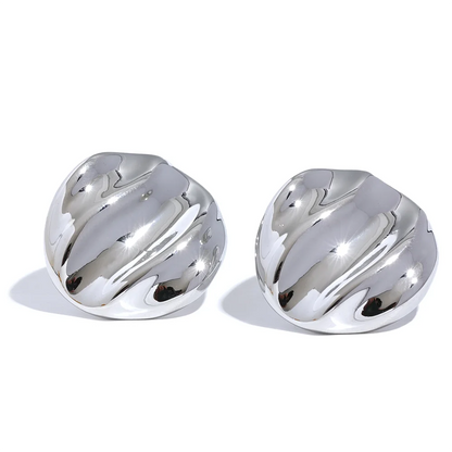Round Geometric Shiny Stud Earrings