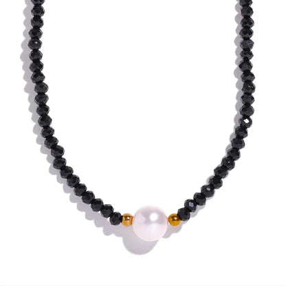 Black Crystal Pearl Necklace