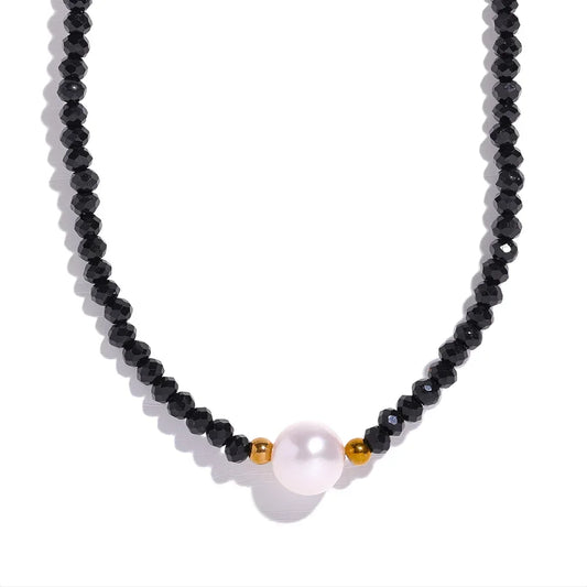Black Crystal Pearl Necklace