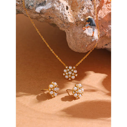Rhinestone Crystal Enamel Flower Pendant