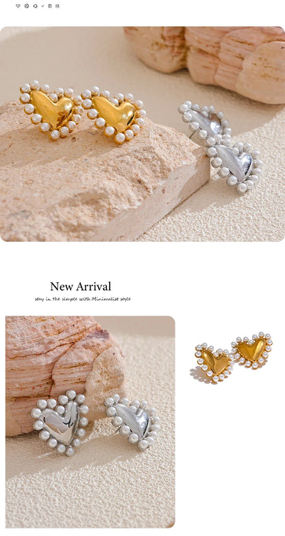 Heart pearl earrings