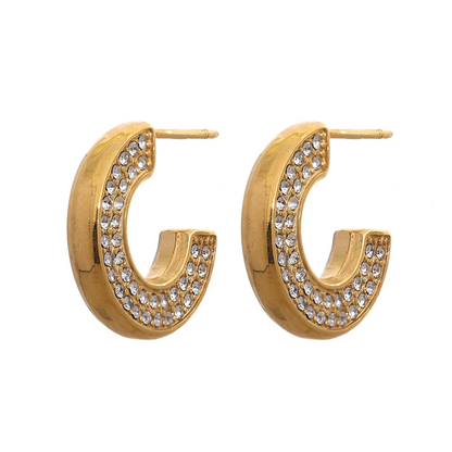 Half-Round Zirconia Earrings