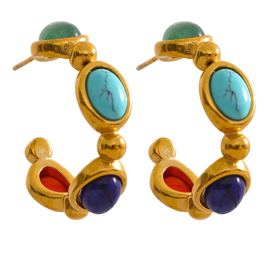 Colorful Opal Square Hook Earrings