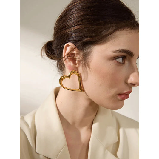 Gold Stud Earrings Heart