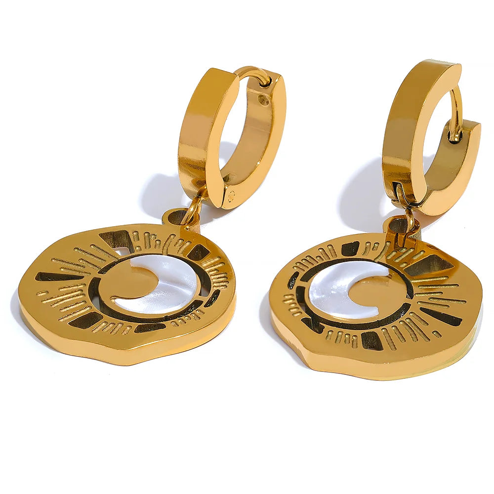 Sun & Moon Hollow Drop Earrings