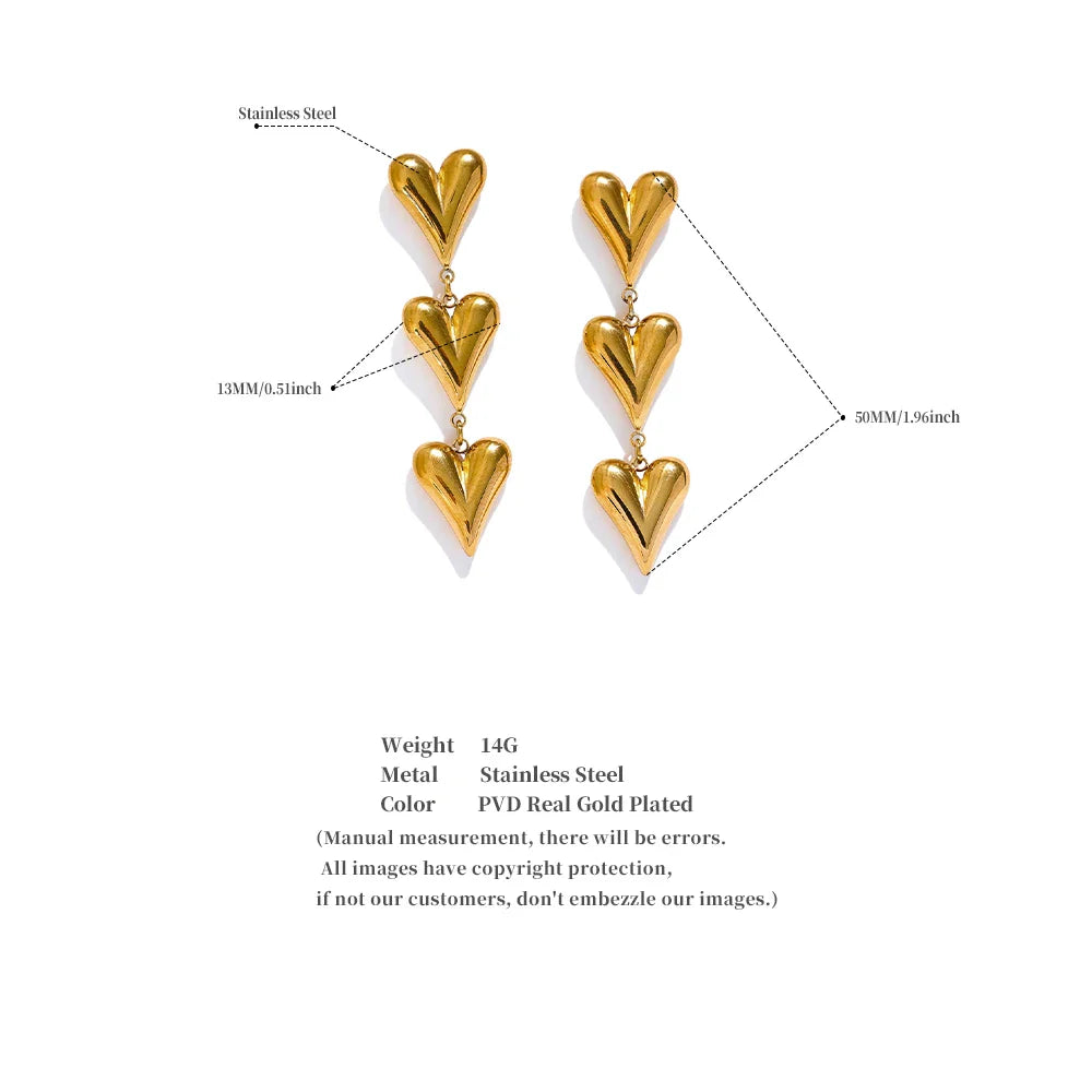 Yhpup Fashion Stainless Steel Metal Heart Love Drop Dangle Earrings  Anti Allergy Charm Romantic Daily Jewelry for Women Gift