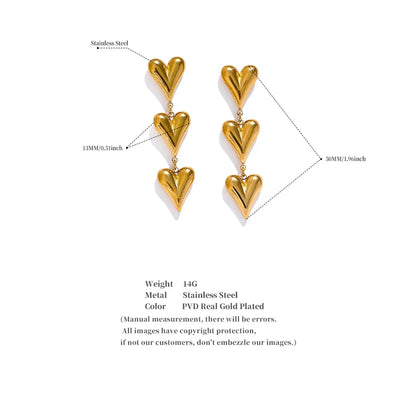 Yhpup Fashion Stainless Steel Metal Heart Love Drop Dangle Earrings  Anti Allergy Charm Romantic Daily Jewelry for Women Gift