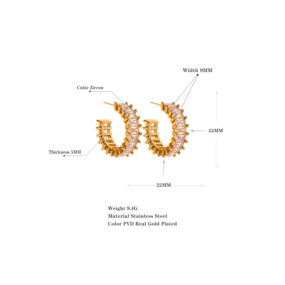 Luxury Zirconia Hoop Earrings