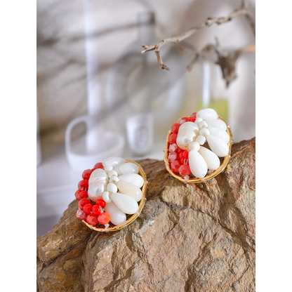 Red beaded earrings