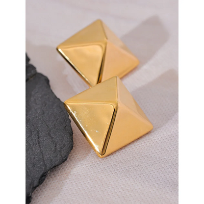 Glossy Smooth Square Geometric Stud Earrings