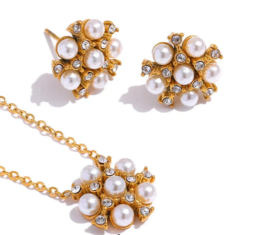 Rhinestone Crystal Enamel Flower Pendant