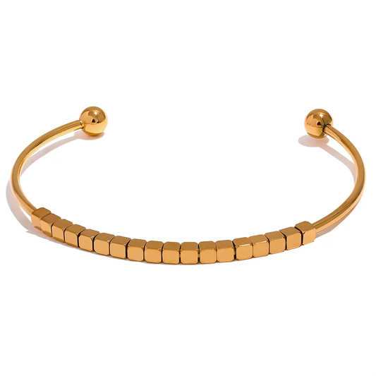 Charm Square Beads Open Cuff Bracelet