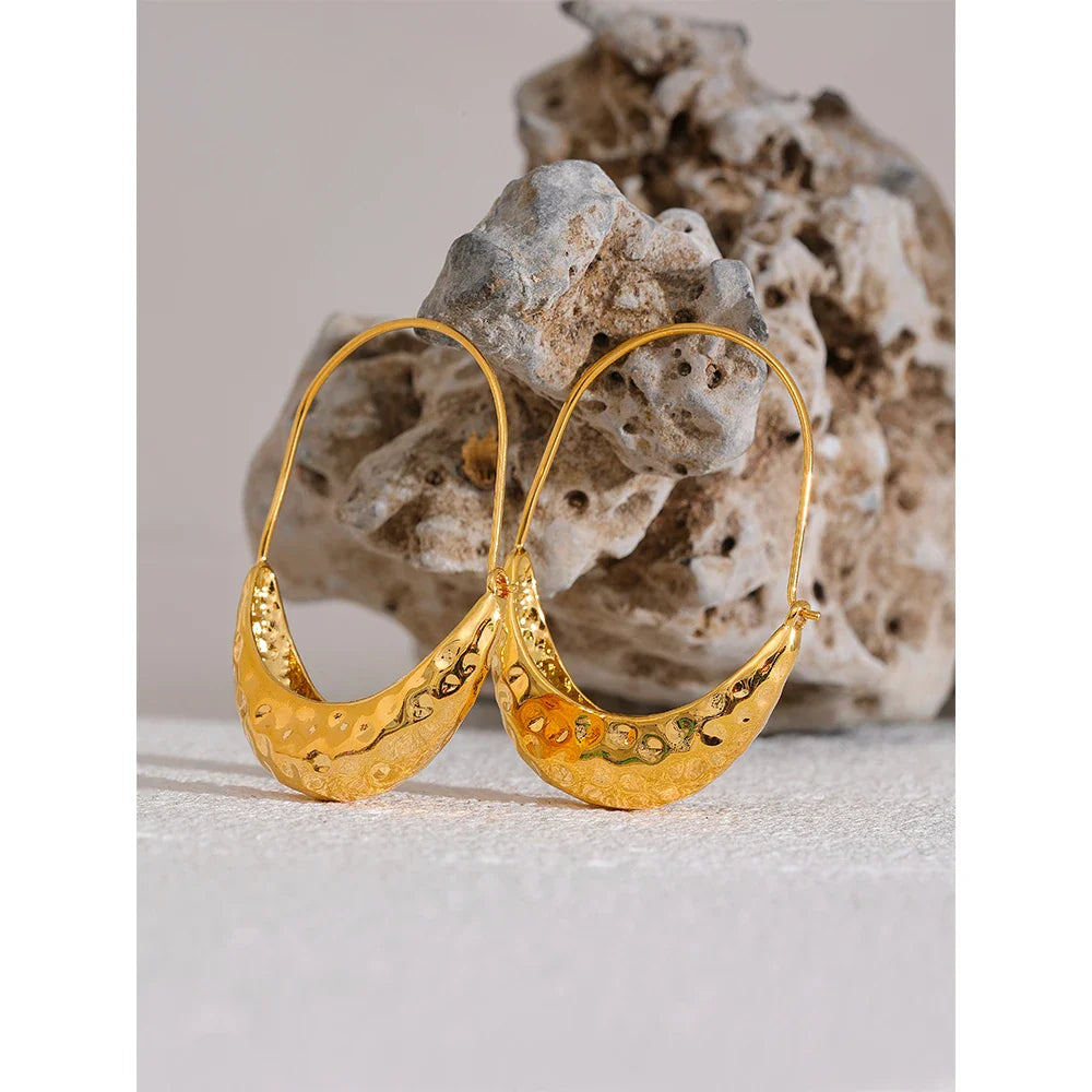 Gold Drop Hoop Earrings
