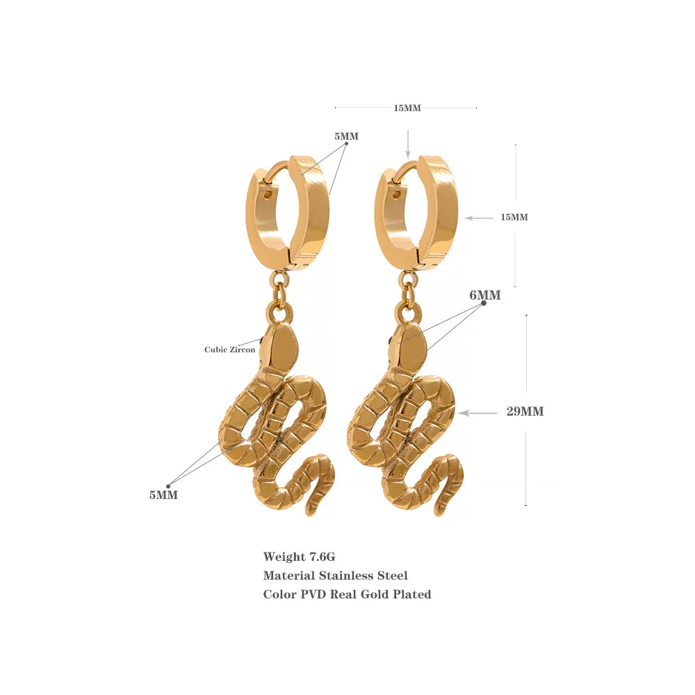Gold snake earrings