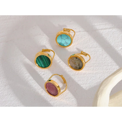 Turquoise Malachite Rhodochrosite Stone Adjustable Ring