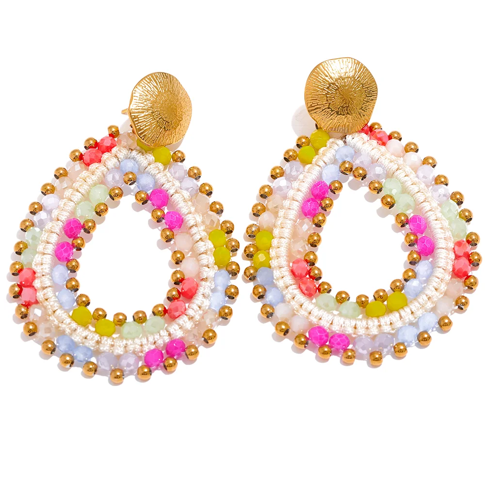 Handmade Beaded  Hoop Earrings