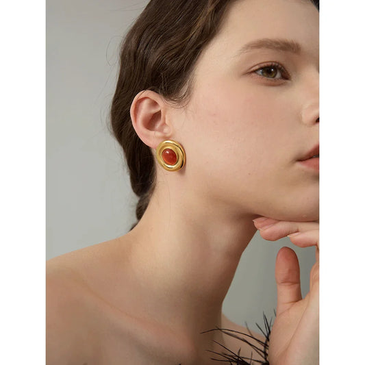 Stone Stud Earrings