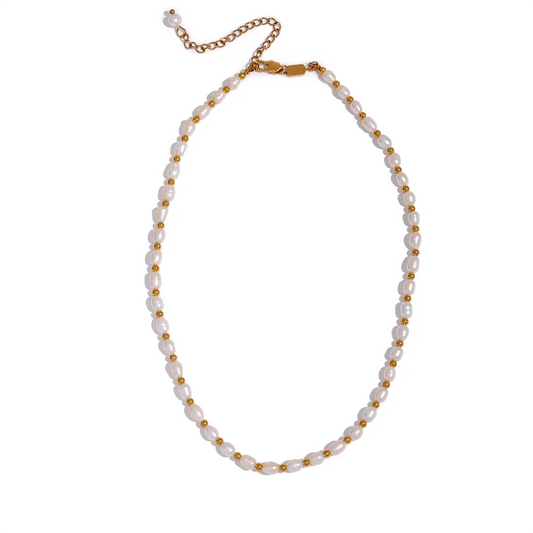 Gold Pearl Bead Necklace