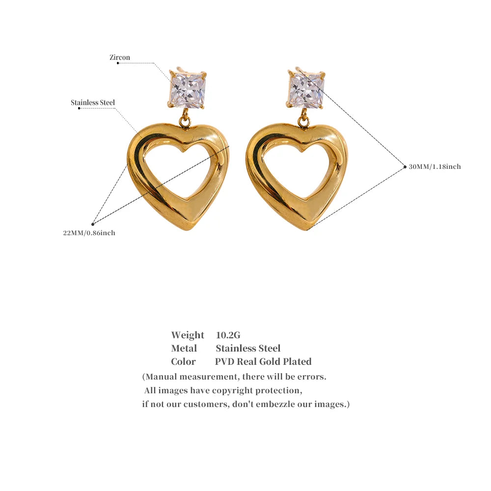 Cubic Zirconia Heart Drop Earrings