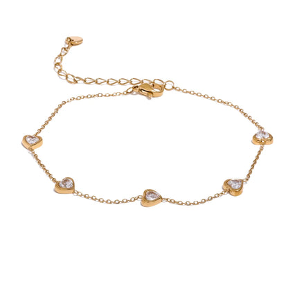 White Heart CZ Anklet