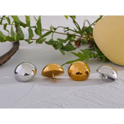 Half Round Stud Earrings