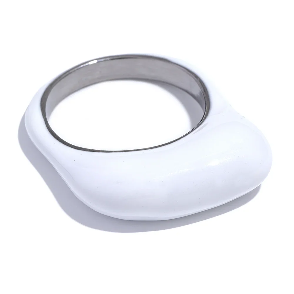 White Green Coffee Enamel Ring
