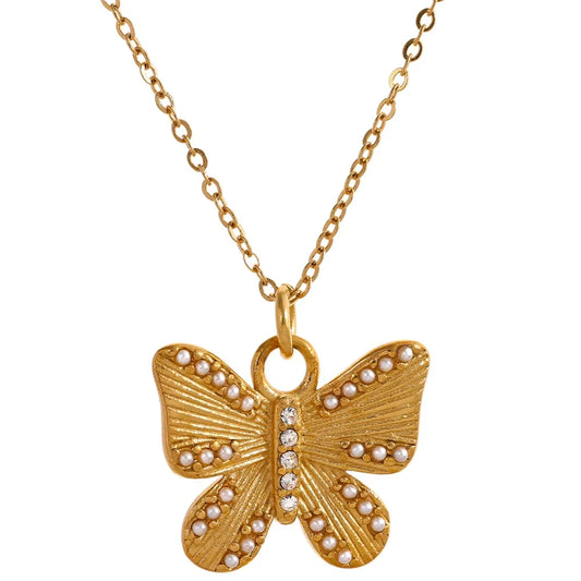 Pearl Butterfly Pendant Necklace