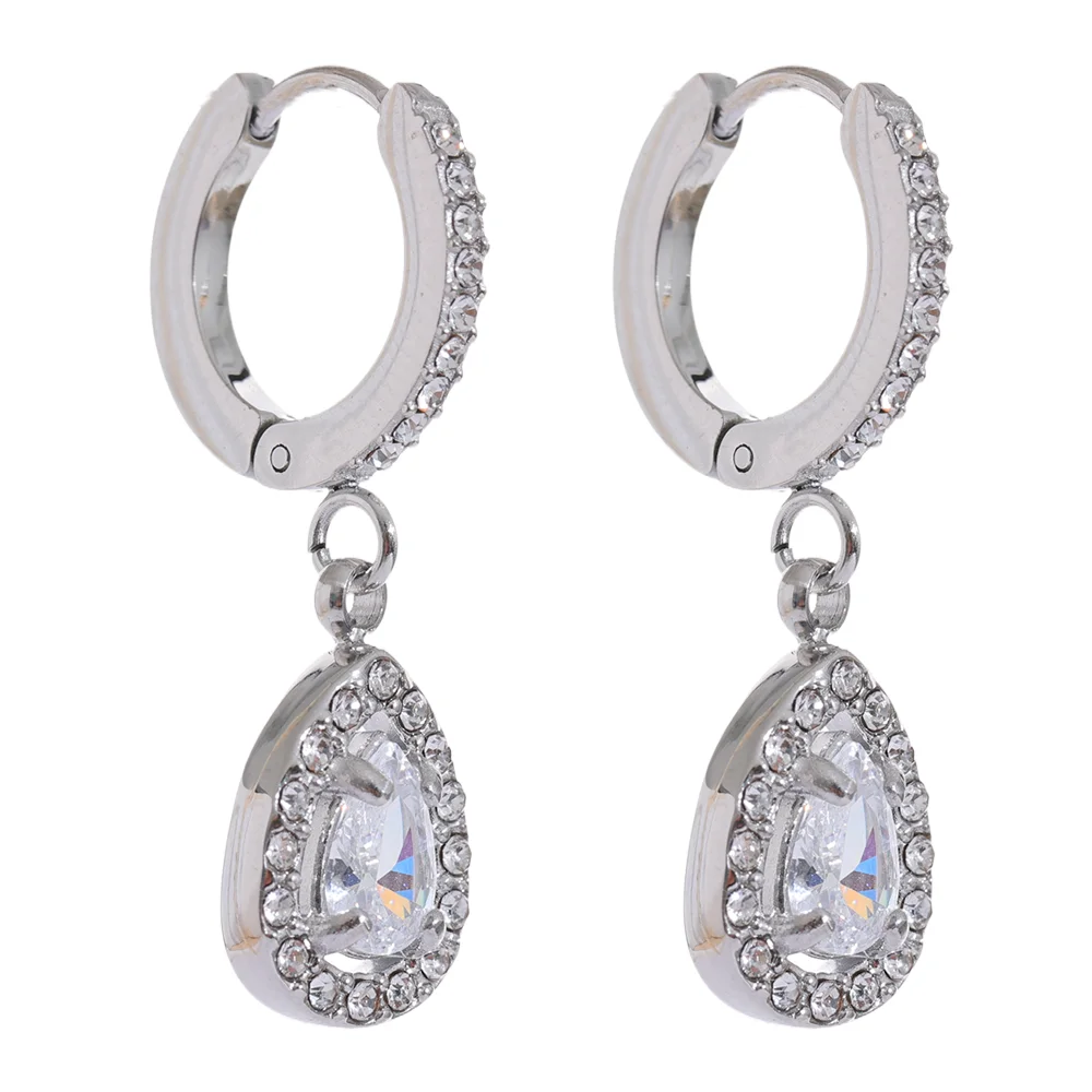 Shiny Zirconia Water Drop Earrings