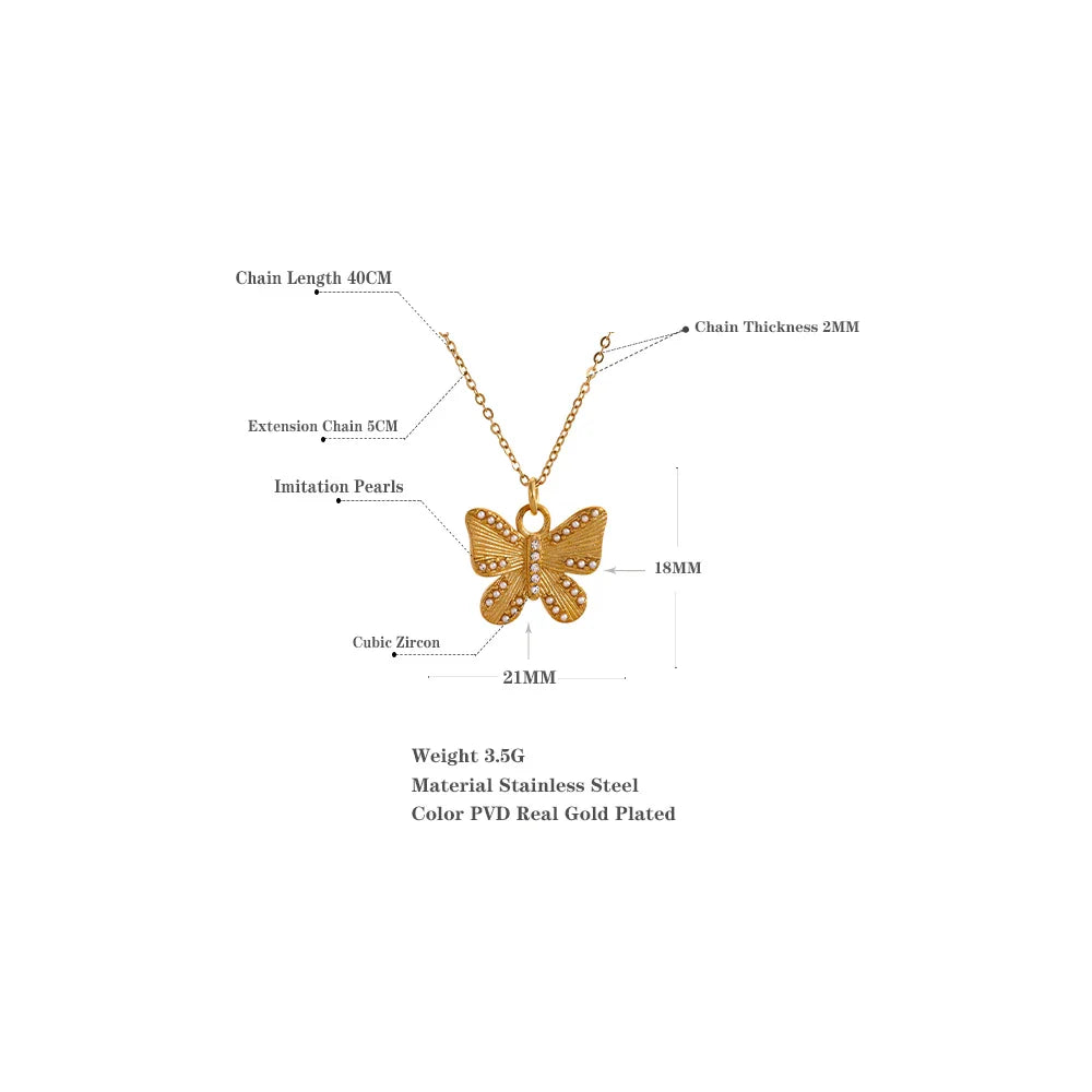 Pearl Butterfly Pendant Necklace