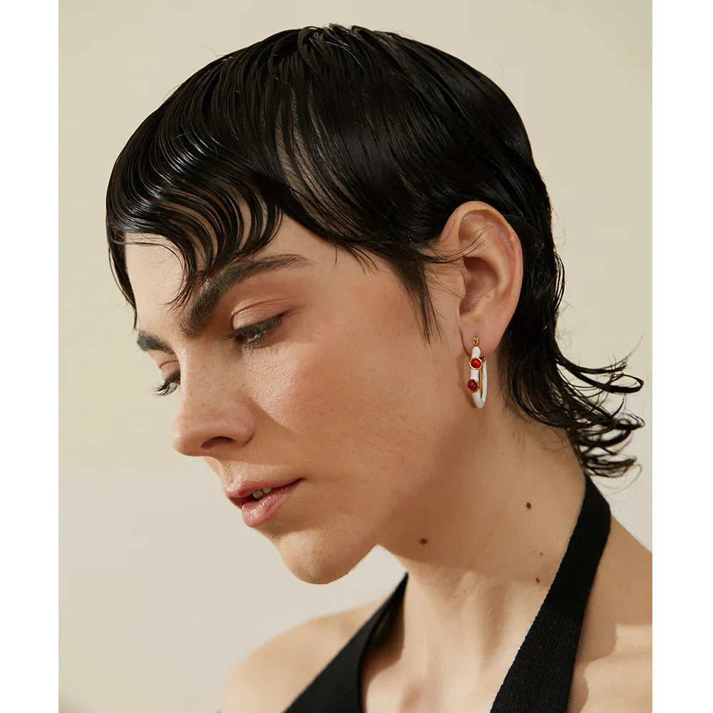 Stone Hoop Earrings
