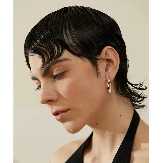 Stone Hoop Earrings
