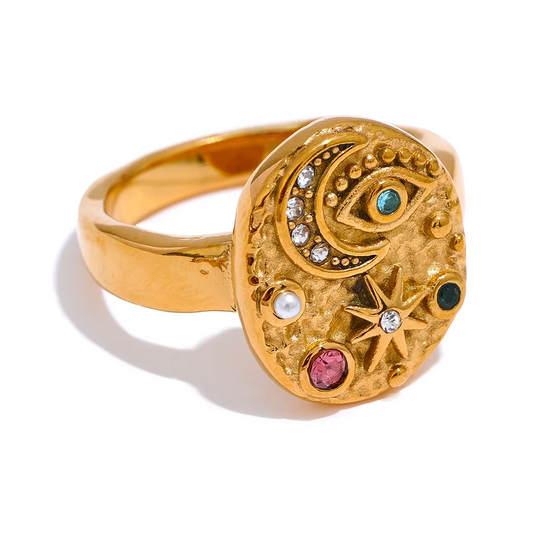 Star Moon Eye Charms Ring