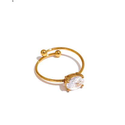 White Green Cubic Zirconia Adjustable Ring