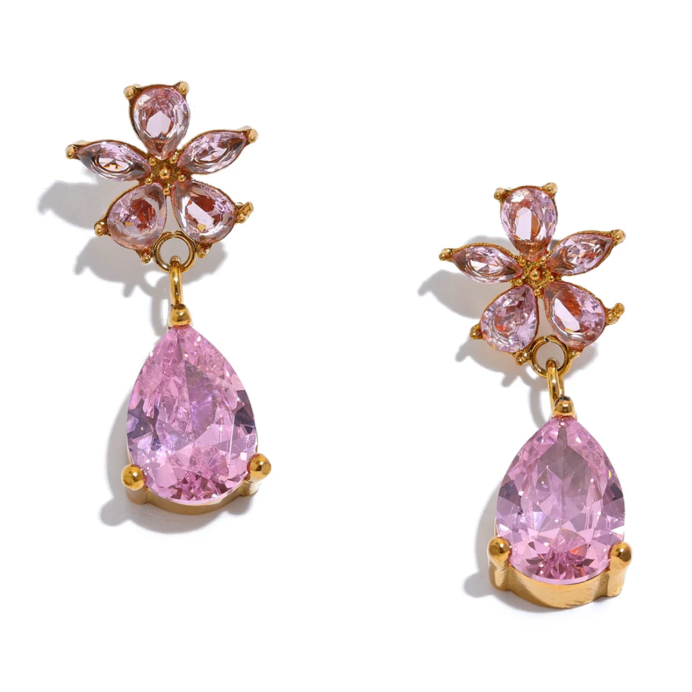 Colorful Zircon Flower Earrings
