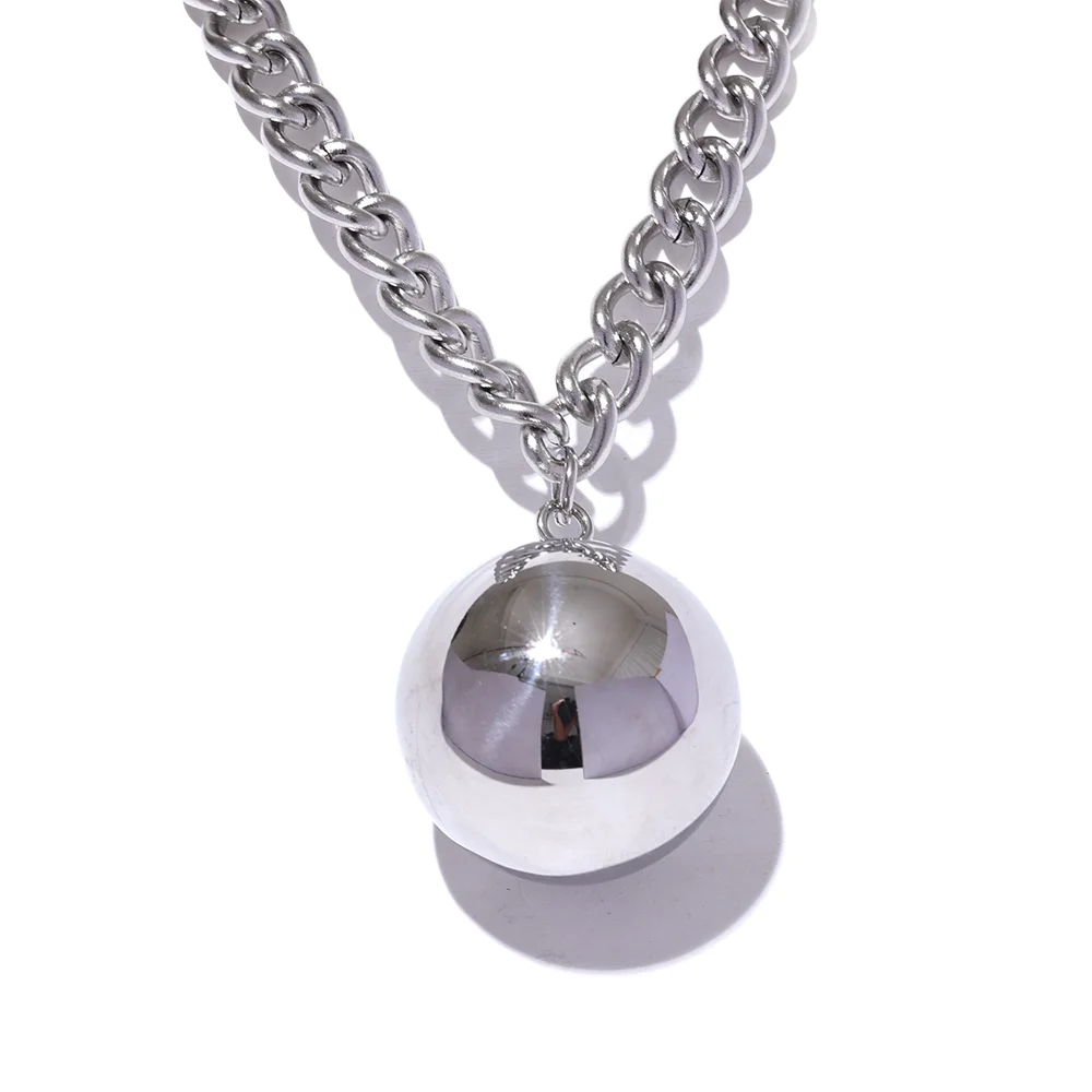 Polished Round Bead Pendant Necklace