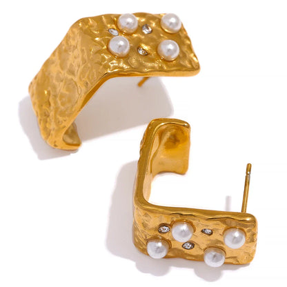 Asymmetrical Golden Pearl Drops