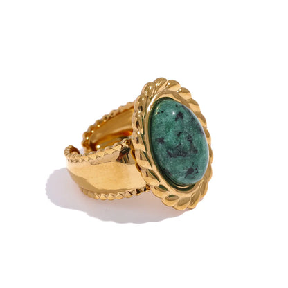 Tiger Natural Stone Wide Chunky Ring