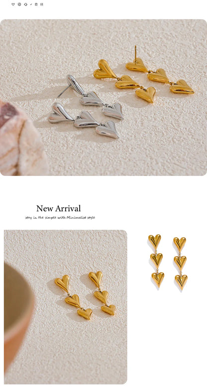 Yhpup Fashion Stainless Steel Metal Heart Love Drop Dangle Earrings  Anti Allergy Charm Romantic Daily Jewelry for Women Gift