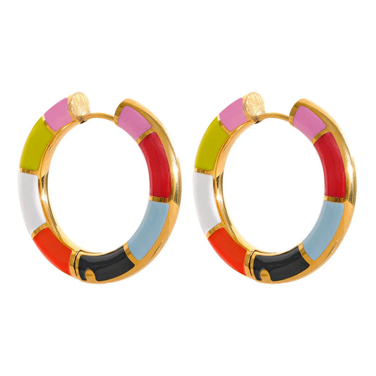 Enamel Hoop Earrings
