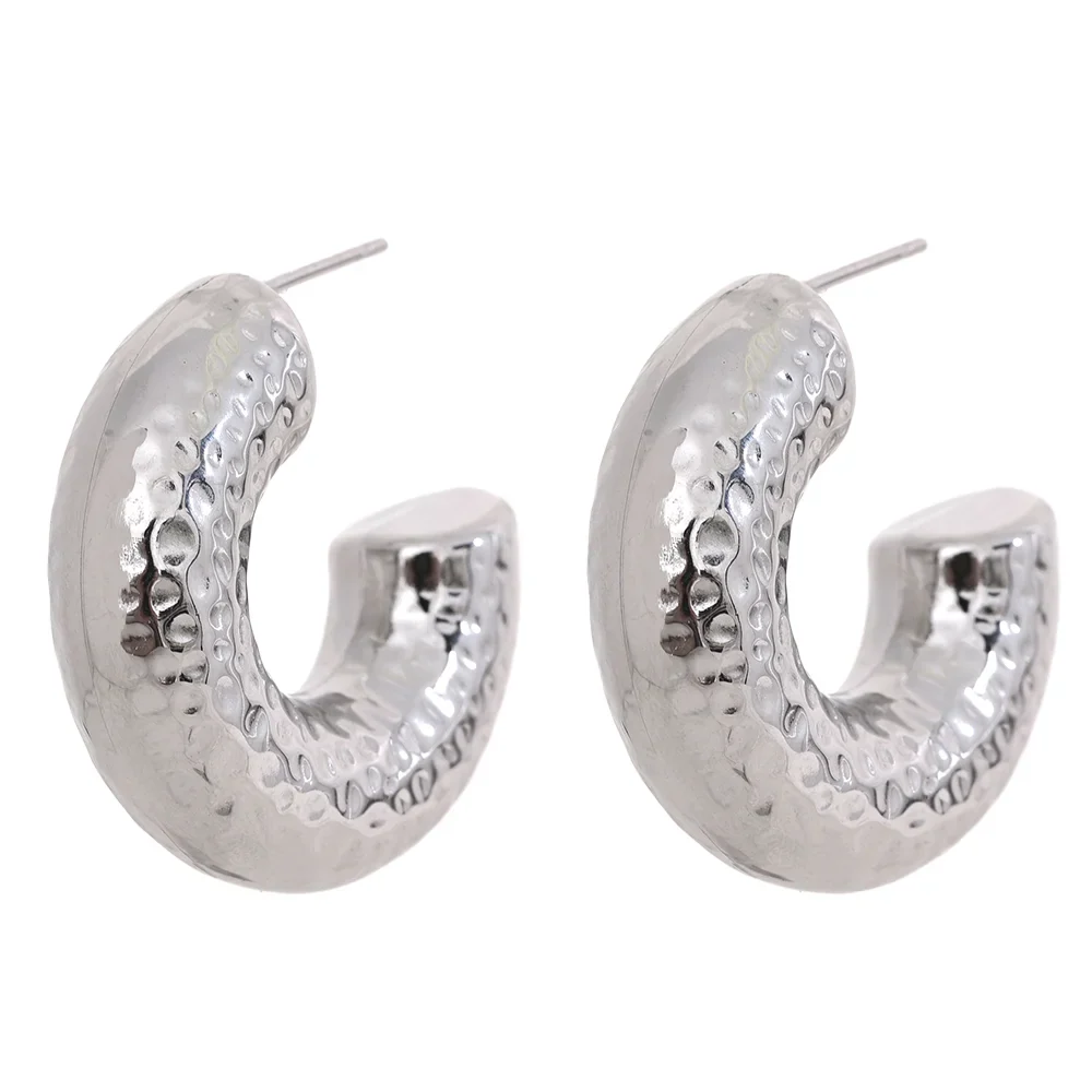 C Shape Chunky Huggie Earrings