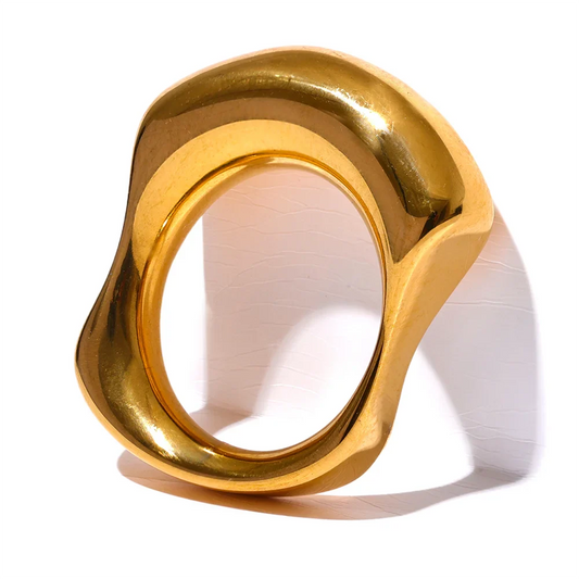 Geometric Gold Color Cast Ring