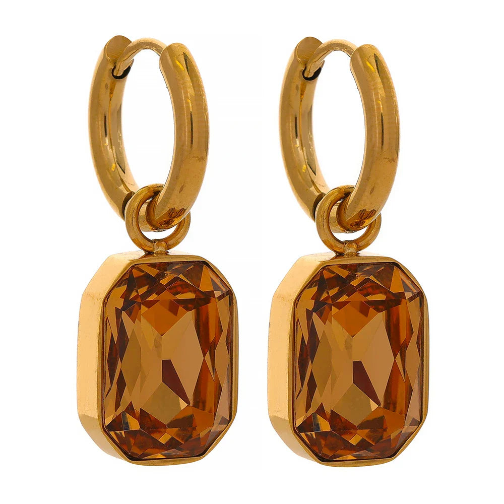 Colorful Zircon Geometric Drop Earrings