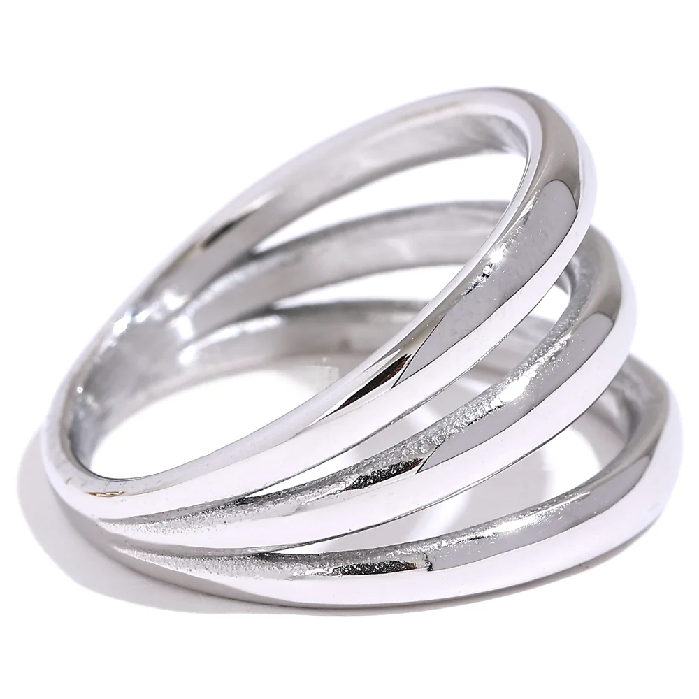 Geometric Hollow Layered Wide Ring