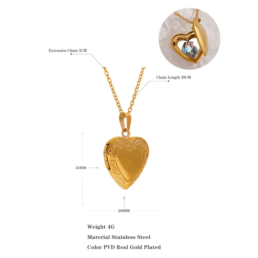 Gold Heart Locket Necklace