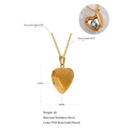 Gold Heart Locket Necklace