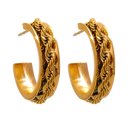 C Shape Geometric Huggie Earrings
