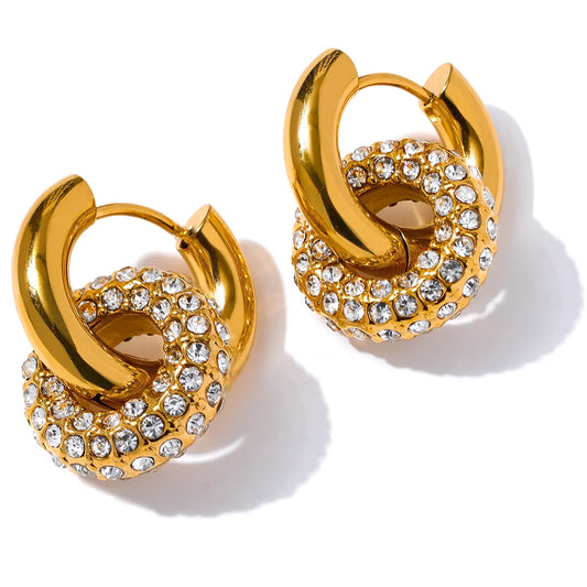 Gold Zirconia Huggie Hoop Earrings