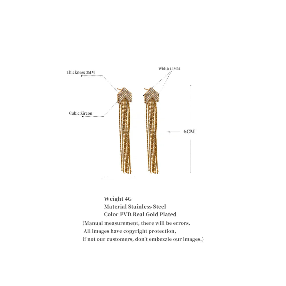 Arrow CZ Tassel Earrings